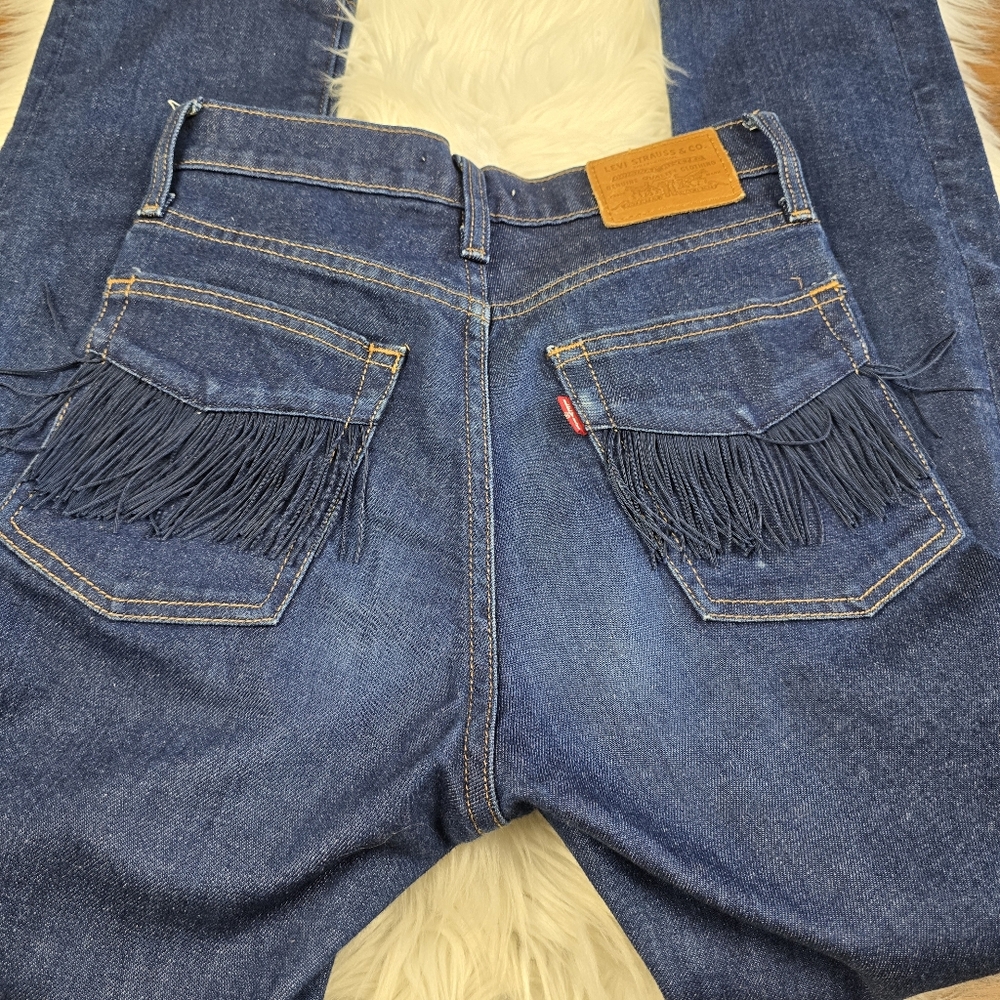Levis Wedgie Straight Fringe Tassle High Rise Jeans 25 - Picture 15 of 15